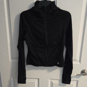 P'tula Women's Black Zip Up Hooded Jacket